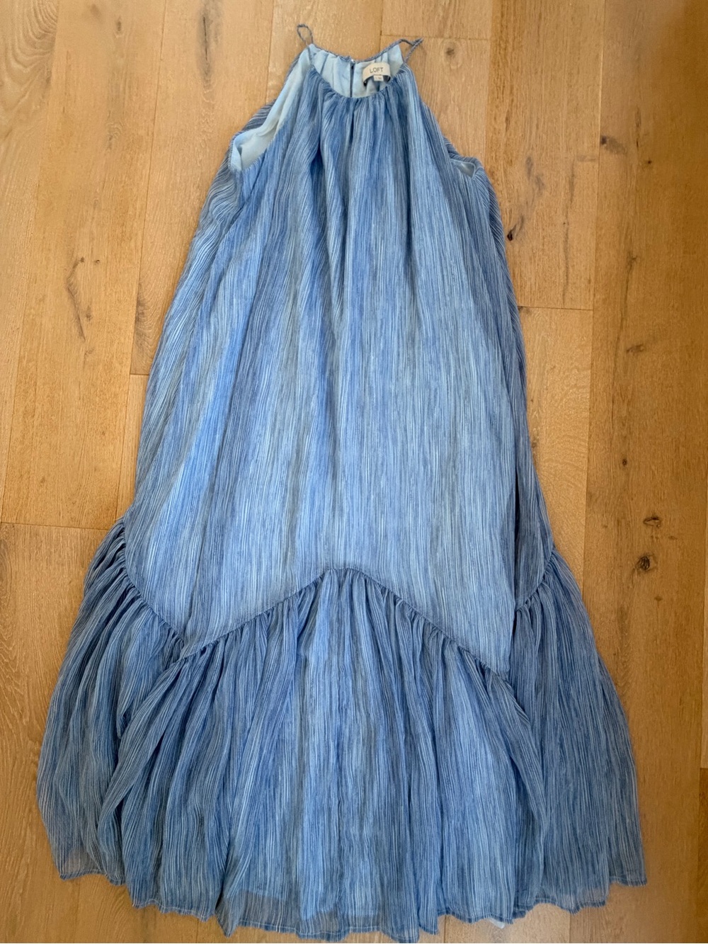LOFT Sky Blue Halter Maxi Dress